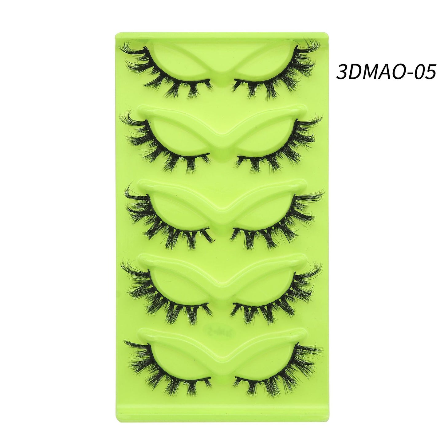 European and American oblique flying 5 pairs of green fox eye cat eye false eyelashes thick curled simulation fox eyelashes